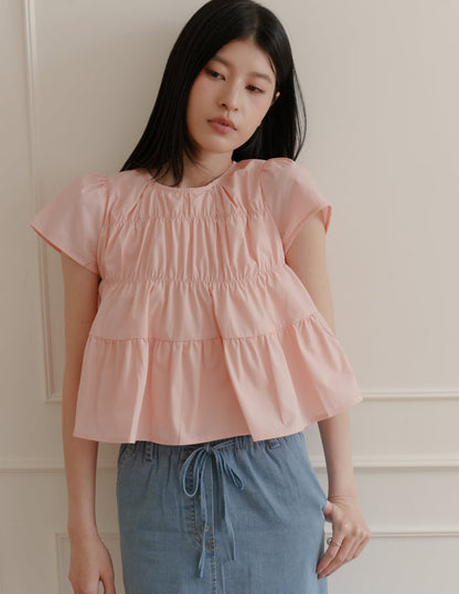 Kimberly Tiered Babydoll Top in Pink