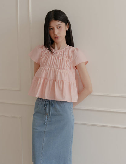 Kimberly Tiered Babydoll Top in Pink