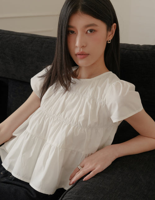 Kimberly Tiered Babydoll Top in White