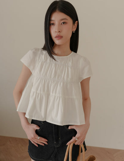 Kimberly Tiered Babydoll Top in White