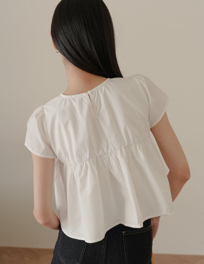 Kimberly Tiered Babydoll Top in White