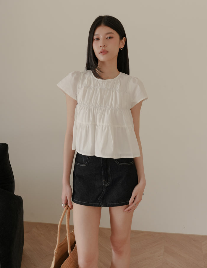 Kimberly Tiered Babydoll Top in White