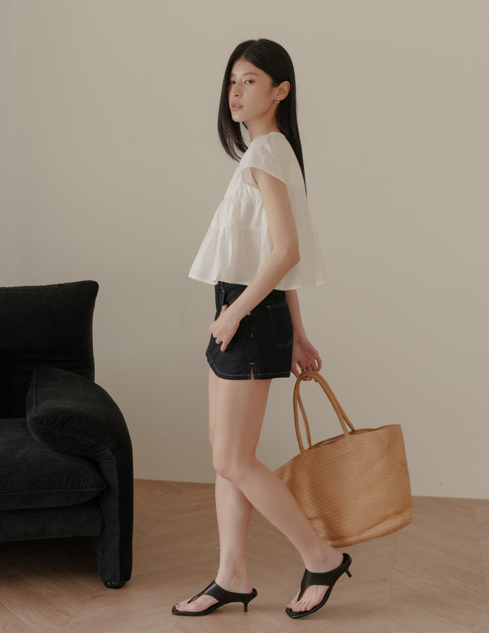 Kimberly Tiered Babydoll Top in White
