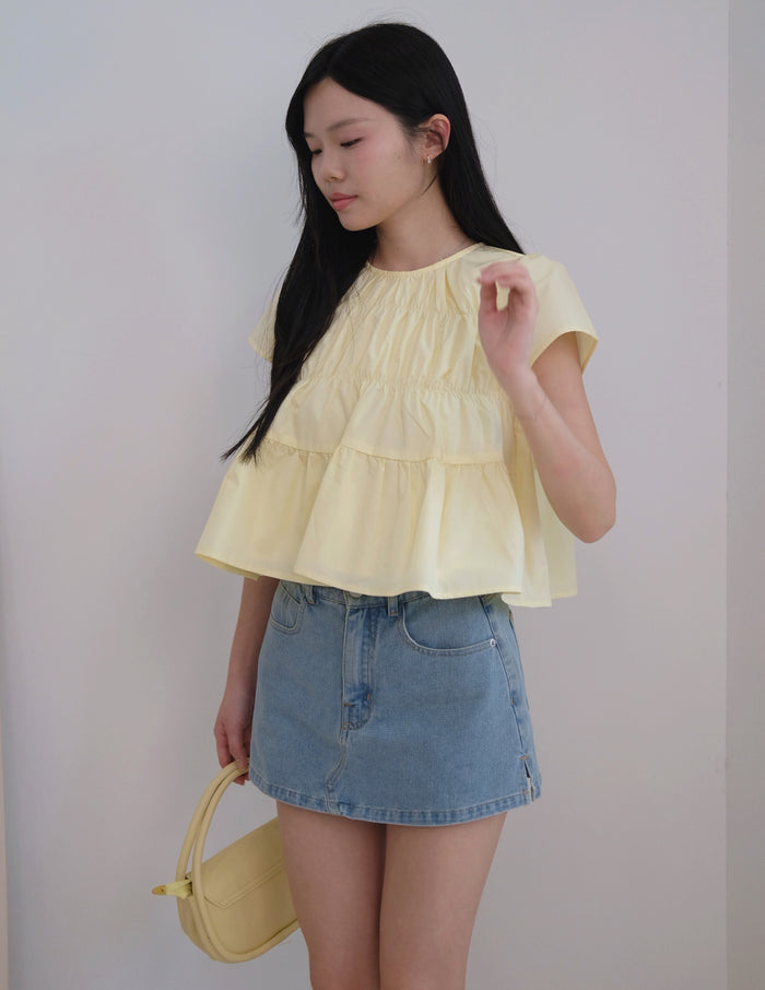 Kimberly Tiered Babydoll Top in Yellow