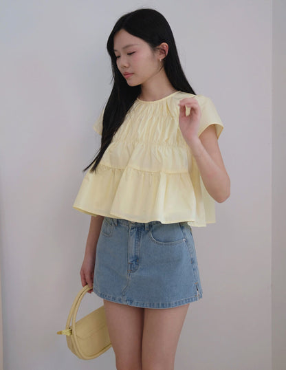 Kimberly Tiered Babydoll Top in Yellow