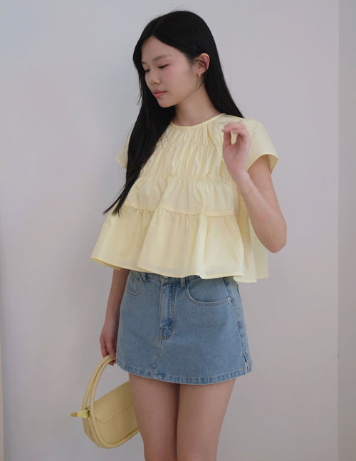 Kimberly Tiered Babydoll Top in Yellow