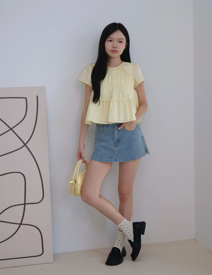 Kimberly Tiered Babydoll Top in Yellow