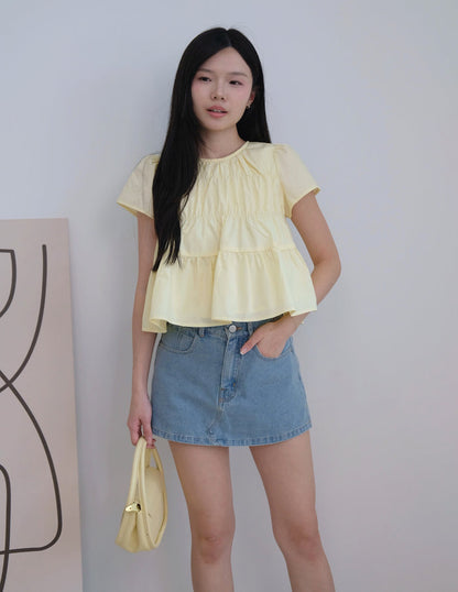 Kimberly Tiered Babydoll Top in Yellow