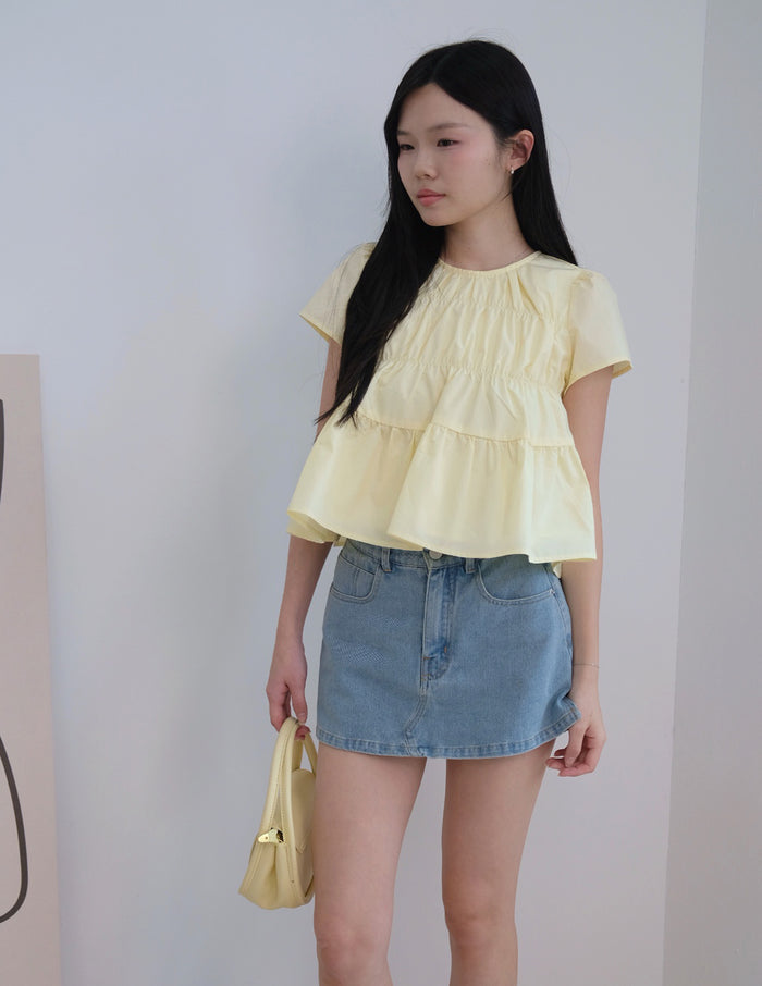 Kimberly Tiered Babydoll Top in Yellow
