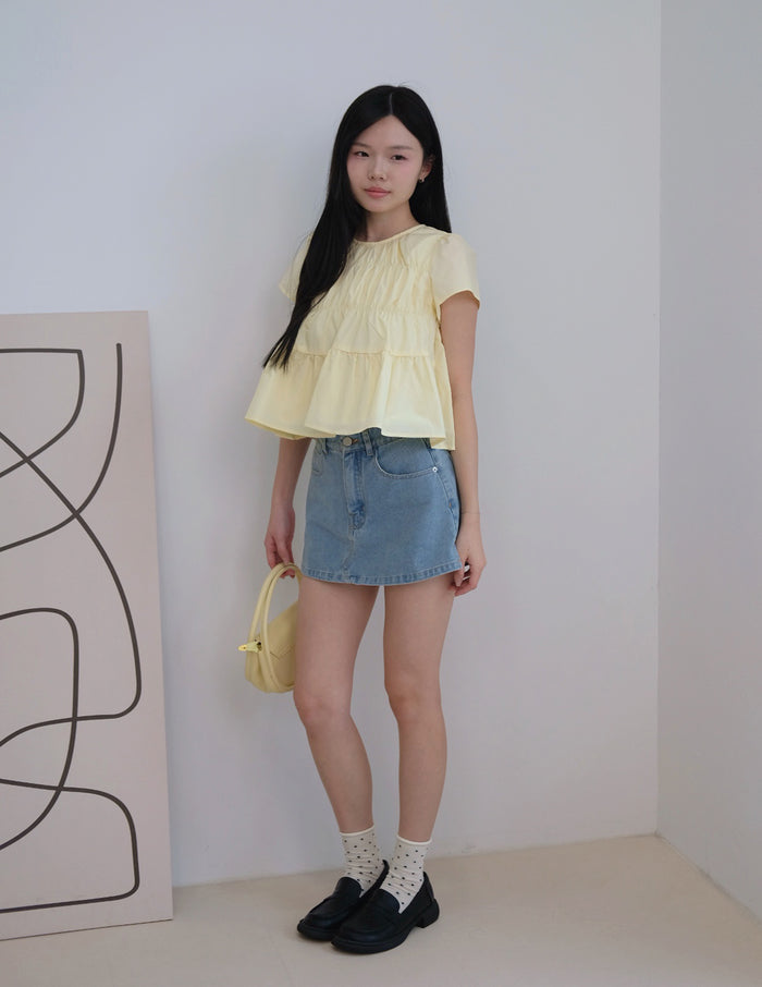 Kimberly Tiered Babydoll Top in Yellow