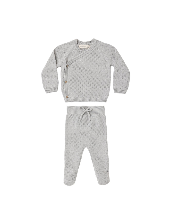 Knit Wrap Top + Pant Set ll Cloud
