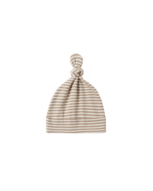 knotted baby hat ll almond stripe
