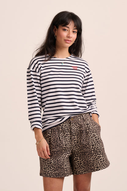 Strong Girls Club Breton TShirt - White/Navy