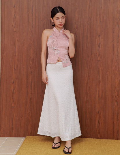 Lina Jacquard Cheongsam Top in Pink