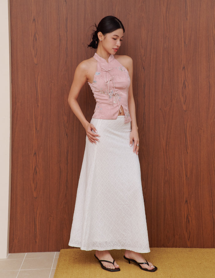 Lina Jacquard Cheongsam Top in Pink
