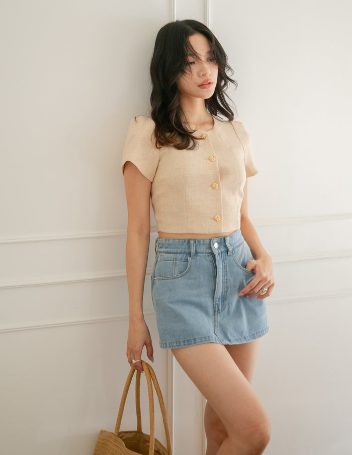Liora Tweed Crop Top in Multi