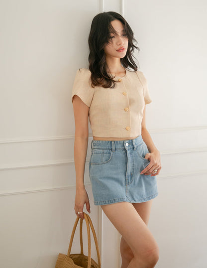 Liora Tweed Crop Top in Multi