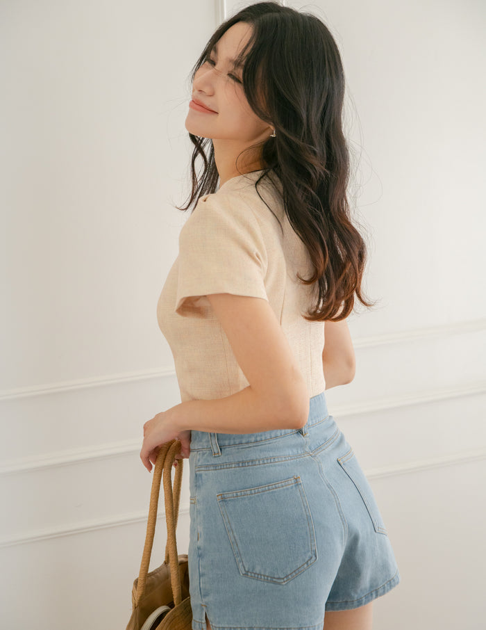 Liora Tweed Crop Top in Multi
