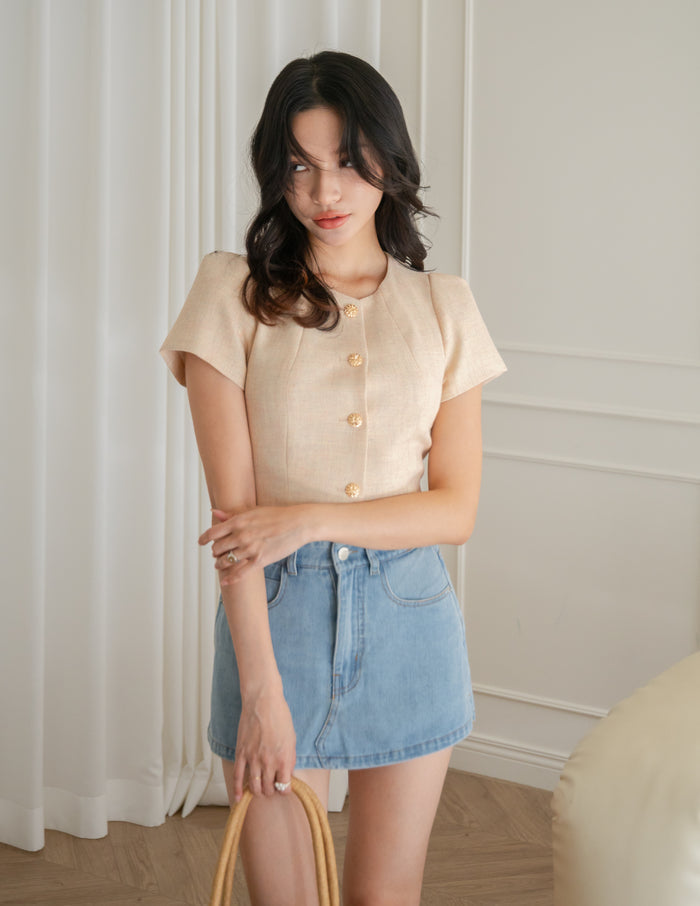 Liora Tweed Crop Top in Multi