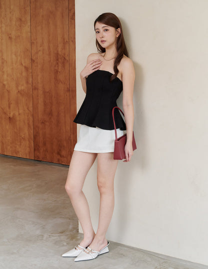 Liv Padded Peplum Tube Top in Black