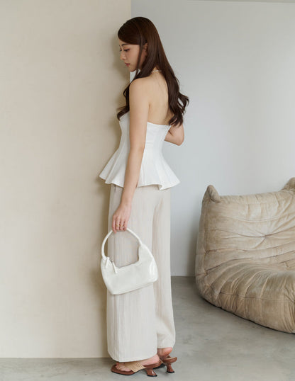 Liv Padded Peplum Tube Top in White