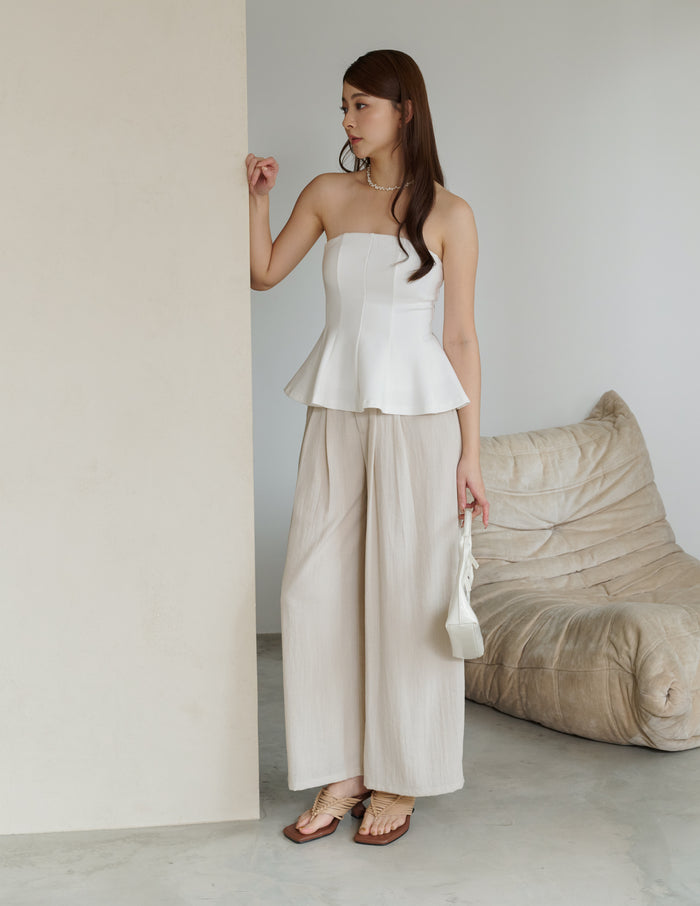 Liv Padded Peplum Tube Top in White