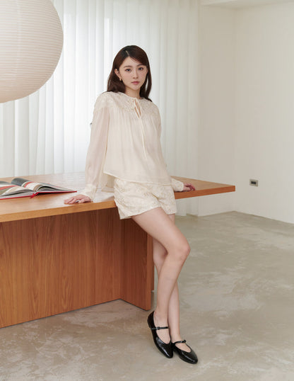 Lorraine Embroidered Blouse in Cream