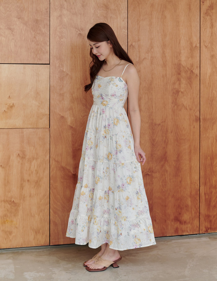 Lyndsey Padded Maxi Dress in Flutter Bloom