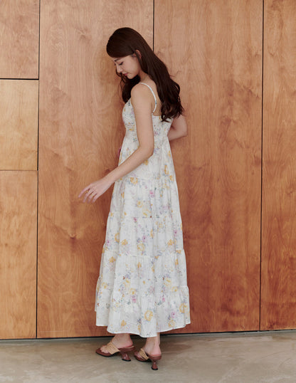 Lyndsey Padded Maxi Dress in Flutter Bloom