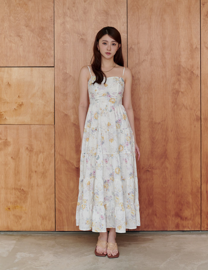 Lyndsey Padded Maxi Dress in Flutter Bloom