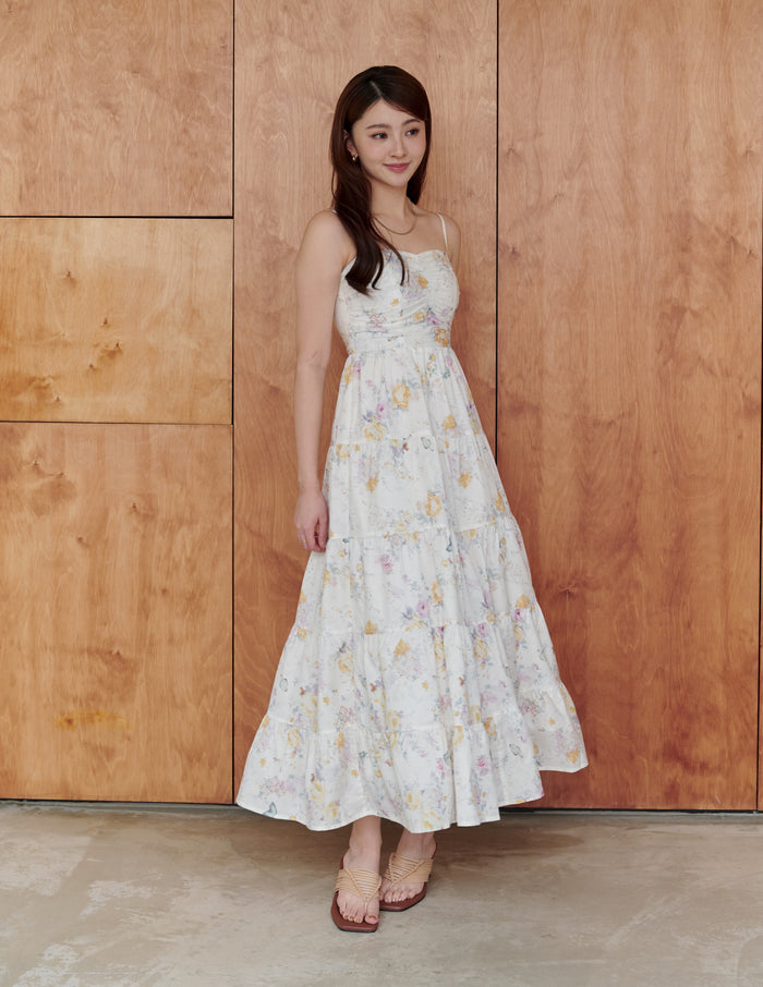 Lyndsey Padded Maxi Dress in Flutter Bloom