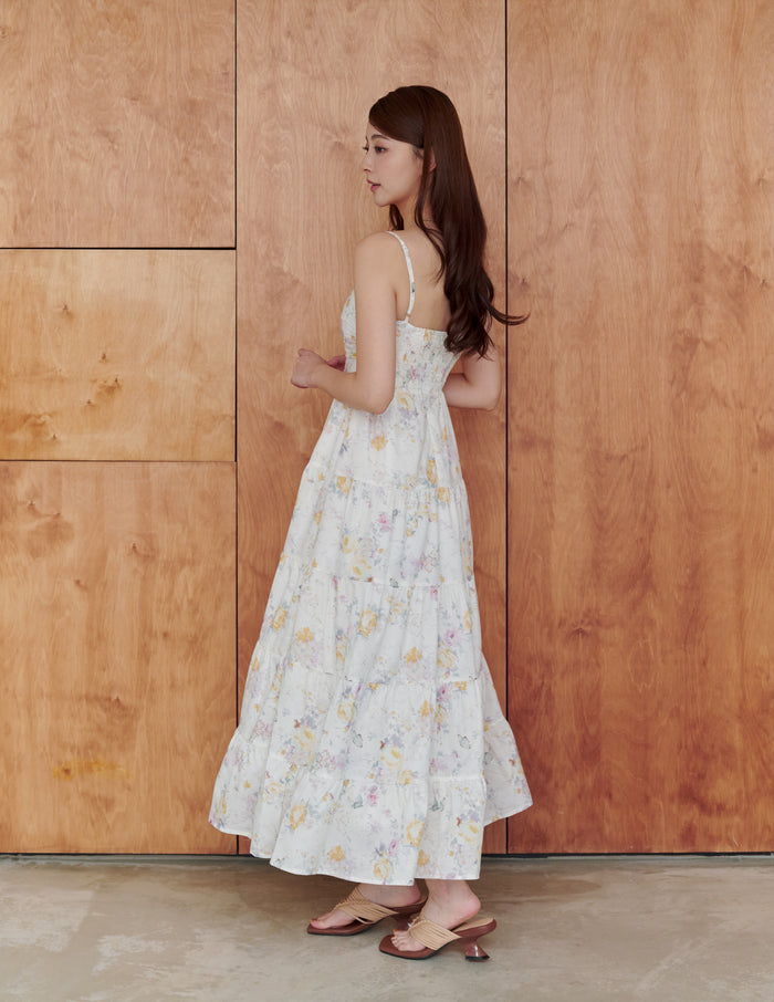 Lyndsey Padded Maxi Dress in Flutter Bloom