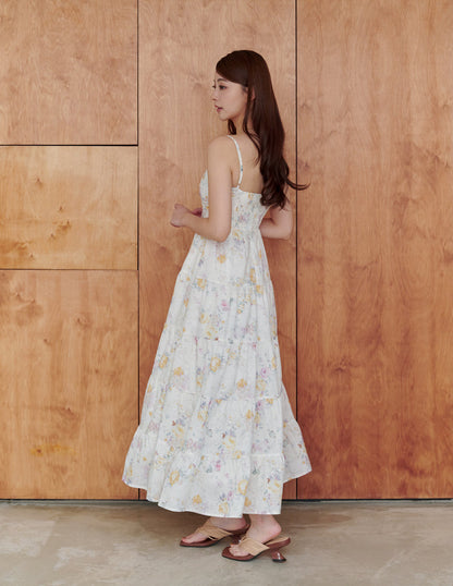 Lyndsey Padded Maxi Dress in Flutter Bloom