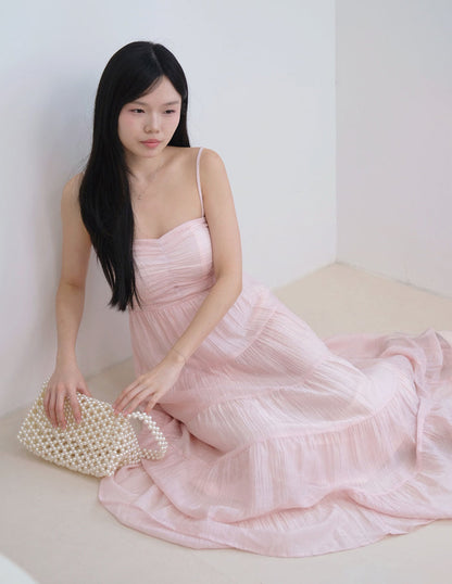 Lyndsey Padded Maxi Dress in Pink