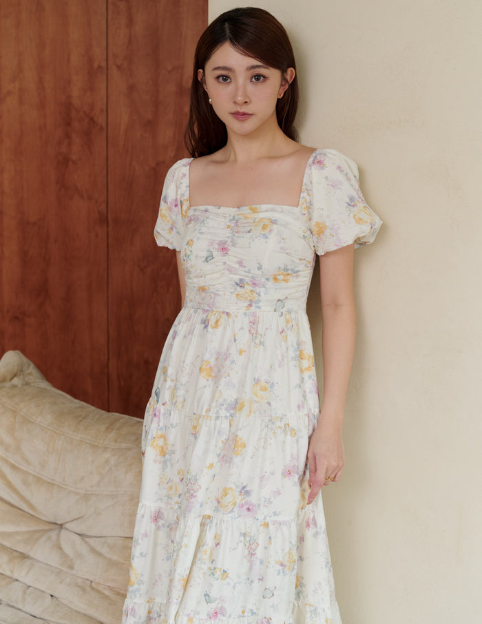 Lynette Padded Maxi Dress in Flutter Bloom