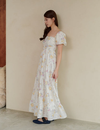 Lynette Padded Maxi Dress in Flutter Bloom