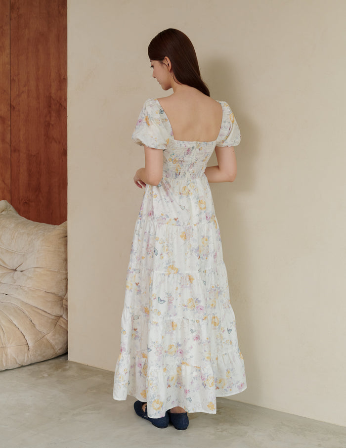 Lynette Padded Maxi Dress in Flutter Bloom