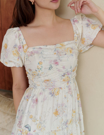 Lynette Padded Maxi Dress in Flutter Bloom