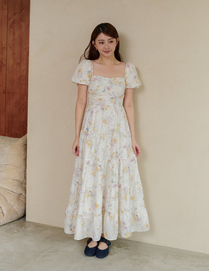 Lynette Padded Maxi Dress in Flutter Bloom