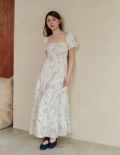 Lynette Padded Maxi Dress in Flutter Bloom