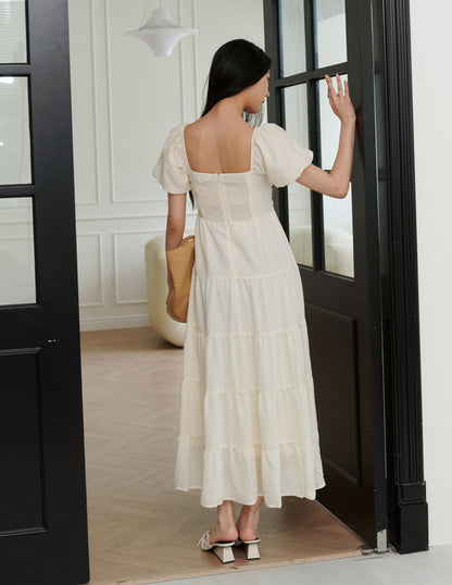 Lynette Padded Maxi Dress in Ivory