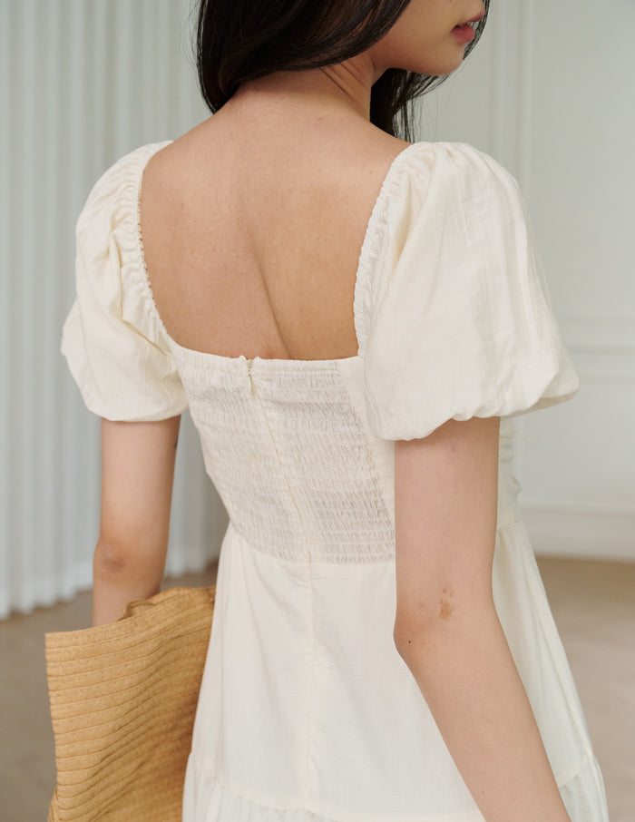 Lynette Padded Maxi Dress in Ivory