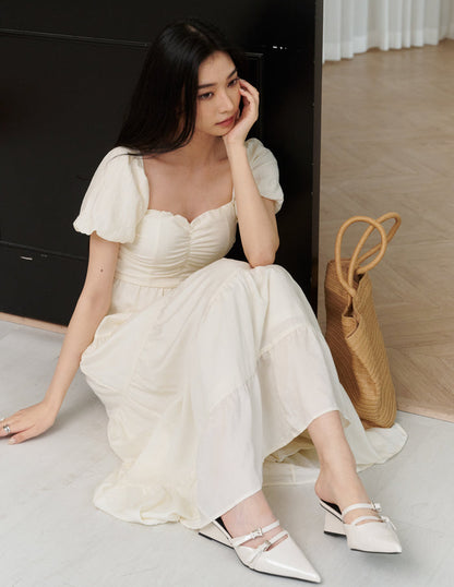 Lynette Padded Maxi Dress in Ivory