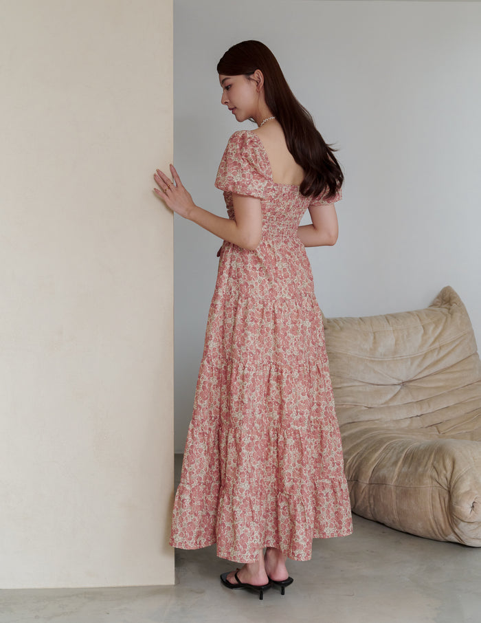 Lynette Padded Maxi Dress in Vintage Floral