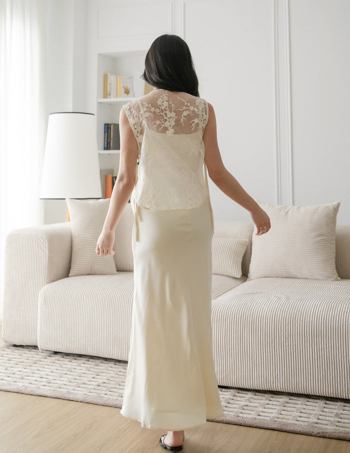 Maggie 2-Piece Oriental Maxi Dress in Ivory