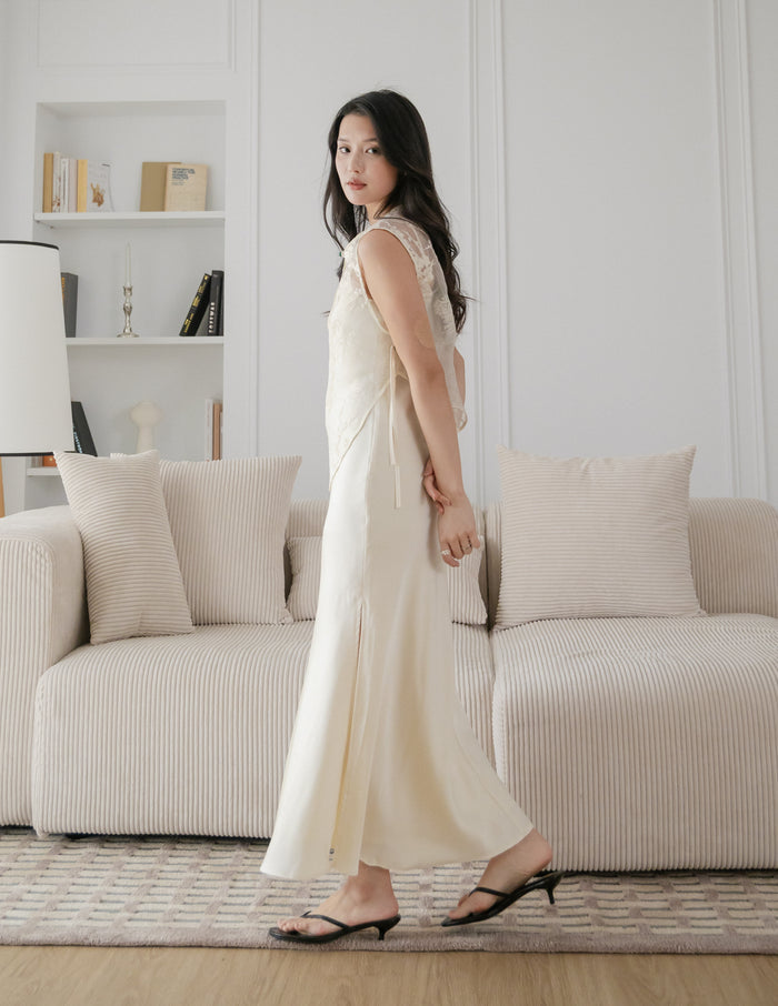 Maggie 2-Piece Oriental Maxi Dress in Ivory