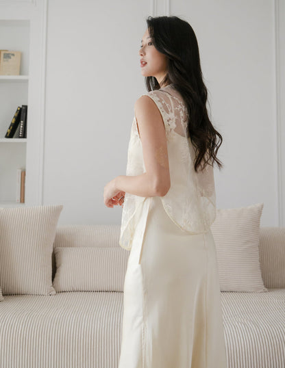 Maggie 2-Piece Oriental Maxi Dress in Ivory