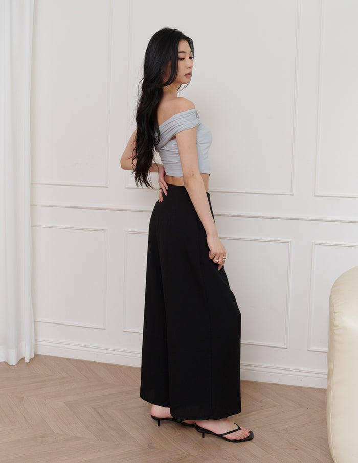 Mavis Wide-Leg Linen Pants in Black
