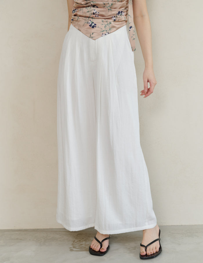 Mavis Wide-Leg Linen Pants in White