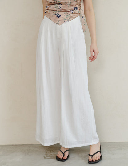 Mavis Wide-Leg Linen Pants in White
